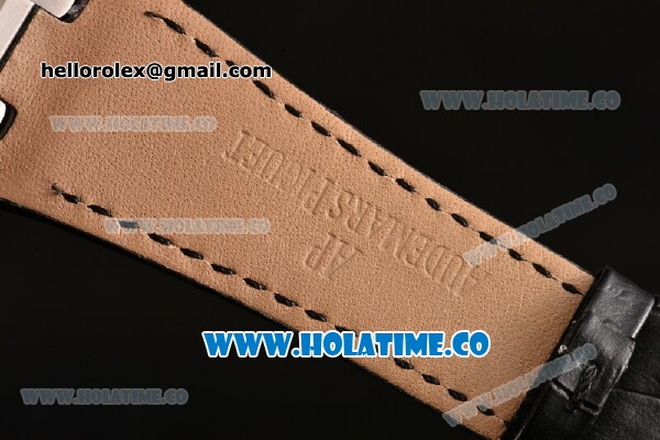 Audemars Piguet Royal Oak 41MM Asia Automatic Steel Case with Black Leather Strap Stick Markers and White Grids Dial - Click Image to Close